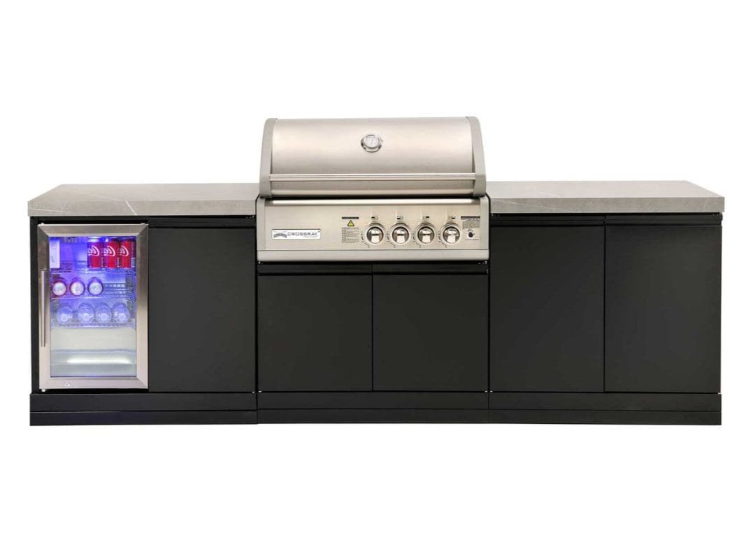 Crossray TC4K07 Outdoor Kitchen with 4 Burner BBQ & Single Door Fridg