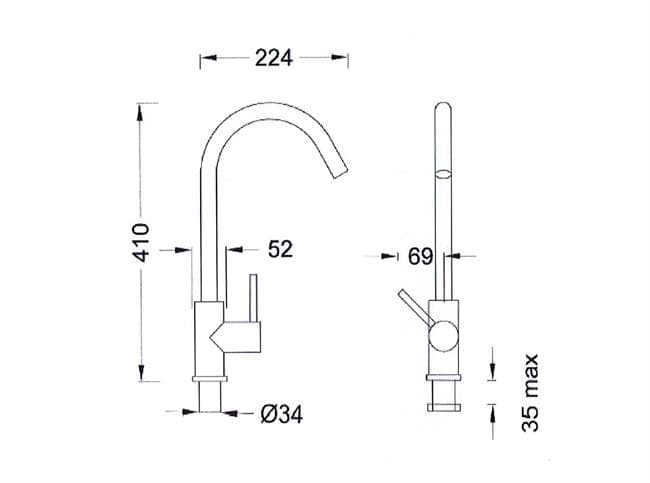 Mercer Aurora Brass Gooseneck Mixer AM027