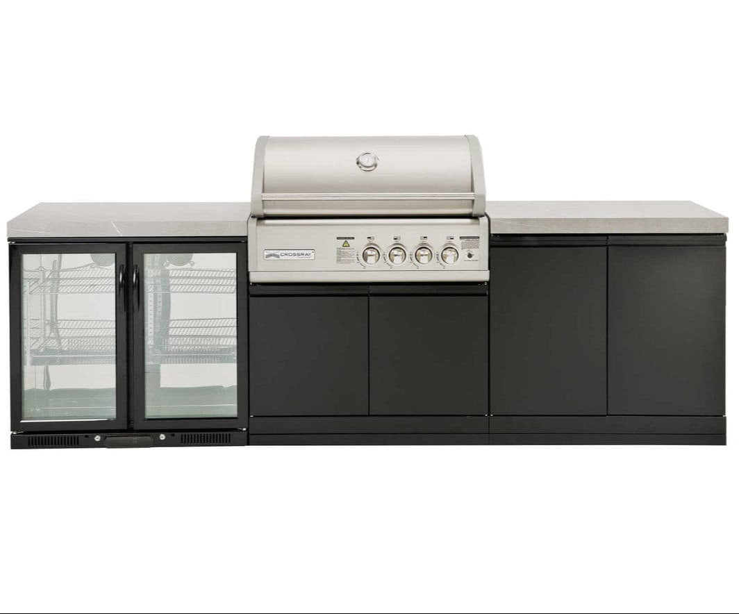 Crossray TC4K-09 Outdoor Kitchen with 4 Burner BBQ & Double Door Fridge