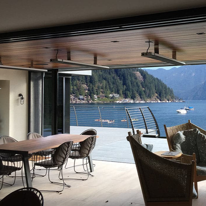Slimline zero light infrared heater for restaurants and bars